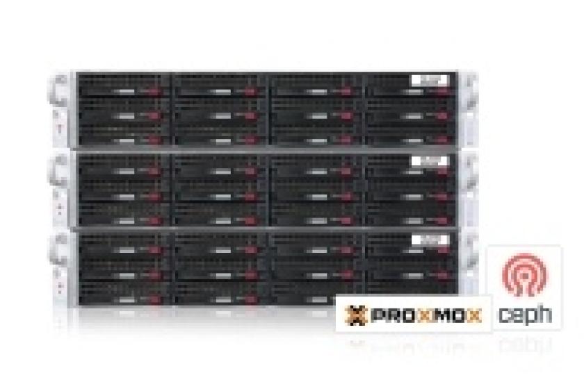 Der Cluster der "Proxmox Ceph Appliance" besteht standardmäßig aus drei Nodes mit SSD-Storage.