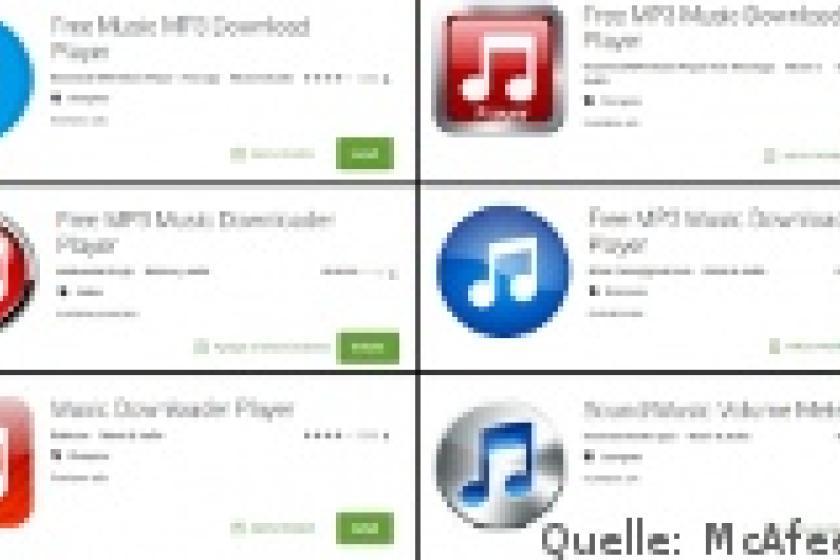 144 infizierte MP3-Player hat McAfee in Google Play gefunden.