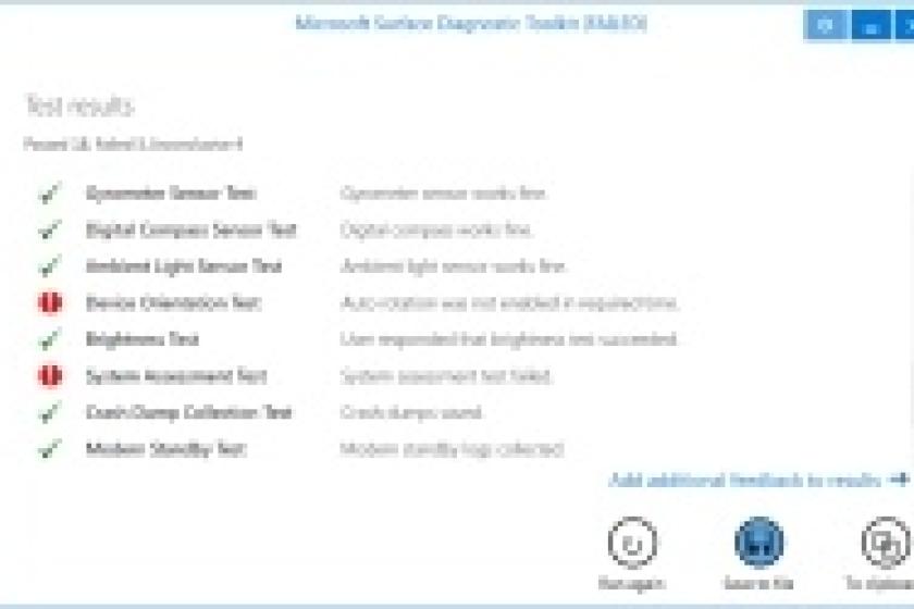 Ob alle Bestandteile des Surface-Geräts ordnungsgemäß funktionieren, zeigt das "Microsoft Surface Diagnostic Toolkit".