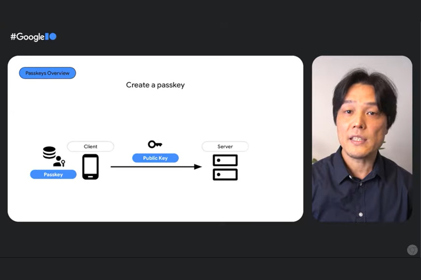 Eiji Kitamura erläutert die Funktionsweise von Google Passkeys.