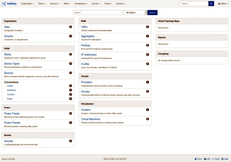 Bild 3: Nach der Installation zeigt das Netbox-Dashboard im Browser einen Überblick über Ressourcen und Aktivitäten.