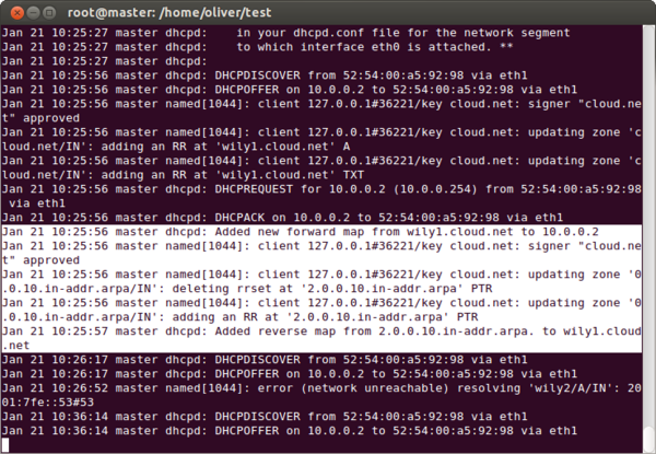 Abbildung 1: Das dynamische DNS-Update durch den DHCP-Server hat geklappt. 