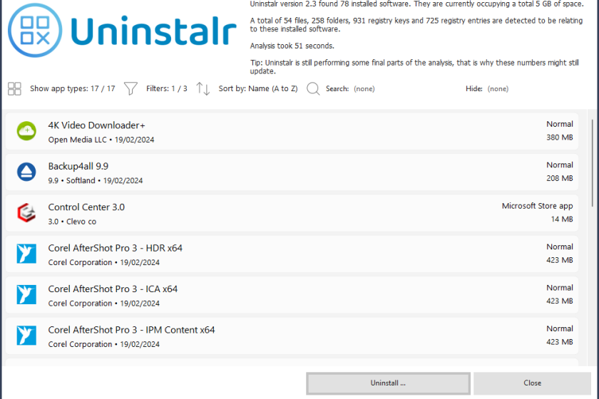 "Uninstalr" führt alle in Windows installierten Programme in einer Liste auf und erlaubt deren rückstandsloses Entfernen.