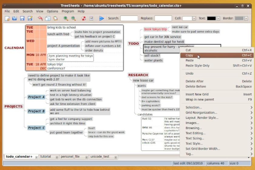 Der Ideen- und Datenorganisierer "TreeSheets" ist für Windows, macOS und Linux erhältlich.
