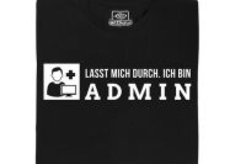 Nicht nur als T-Shirt ist das "Ich bin Admin"-Motiv erhältlich, sondern als Hoodie und Messenger Bag.