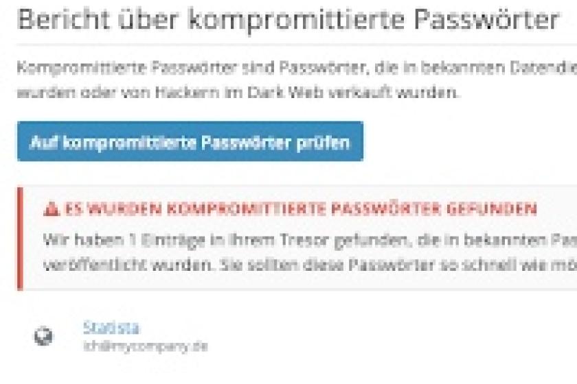 Bitwarden bietet neben der Passwortverwaltung auch Berichte über komprimierte Passwörter und einen Passwortgenerator.