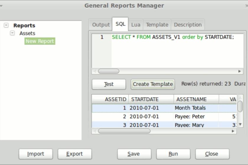 Für die Erzeugung individueller Berichte verarbeitet MoneyManager Ex SQL-Abfragen.