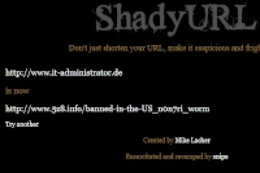 Die Seite "shadyurl.com" erstellt suspekte Kurzlinks, die auf normale Webseiten führen.