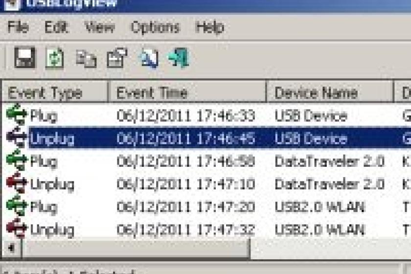 Die Freeware "USBDriveLog" präsentiert ausführliche und gut sortierte Daten zu allen jemals verbundenen USB-Datenträgern. 