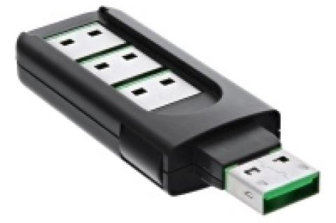 Sieht aus wie ein USB-Stick, macht aber eigentlich dessen Benutzung unmöglich: Der "USB-Portblocker".