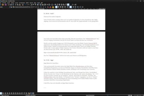 LibreOffice lässt sich ebenfalls im Dark Mode betreiben.