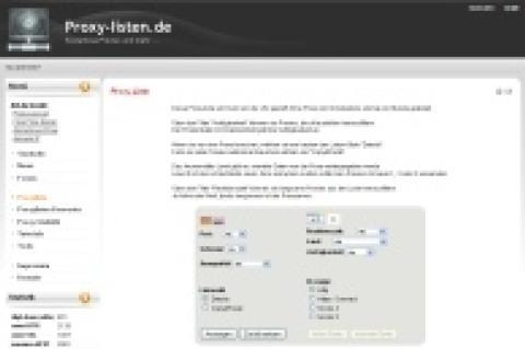 Über die Suchfunktion führt "proxy-listen.de" verfügbare Proxy-Server nach diversen Kriterien auf