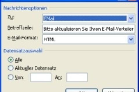 Wer bei Serienmails als Format HTML auswählt, kommt unter Outlook 2007 um die lästige Sicherheitsabfrage herum