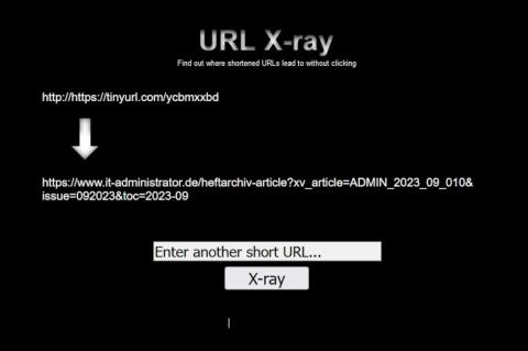 Röntgenblick: Der Dienst URL X-ray durchleuchtet Kurz-URLs und zeigt deren Zieladresse an.