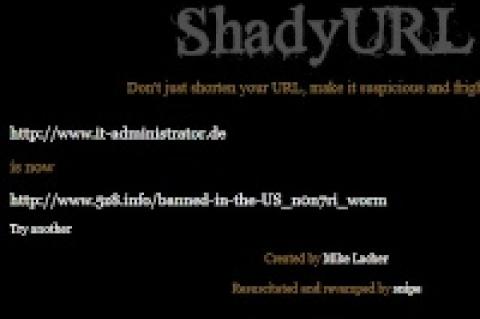 Die Seite "shadyurl.com" erstellt suspekte Kurzlinks, die auf normale Webseiten führen.